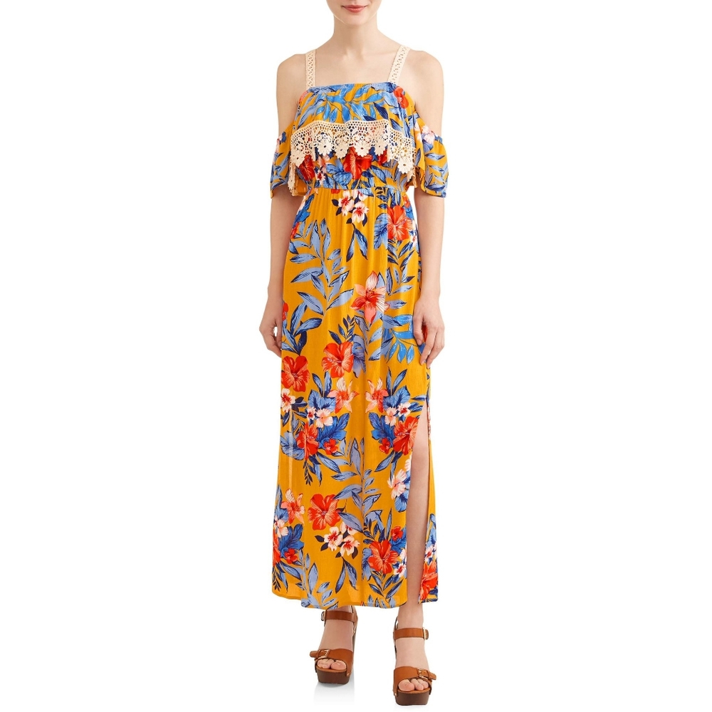 Off the Shoulder Floral Maxi Summer Dress